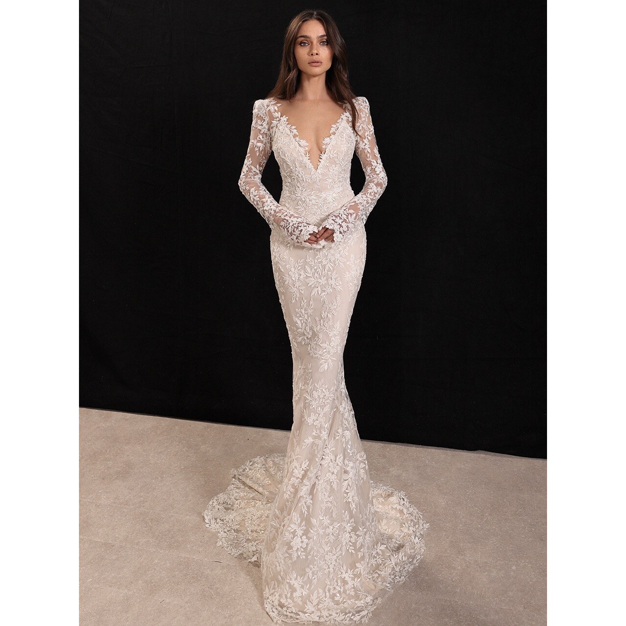Galia Lahav Gala Bay Full Embroidered Beaded Lace Wedding Dress Plunging Neck Z0 — image 7 of 8